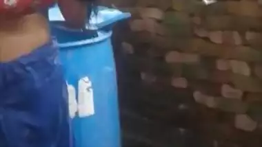 Village newly married girl open bathing, captured