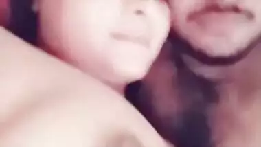 Lovelace kisses Desi sex girlfriend with amazing XXX melons in the bed